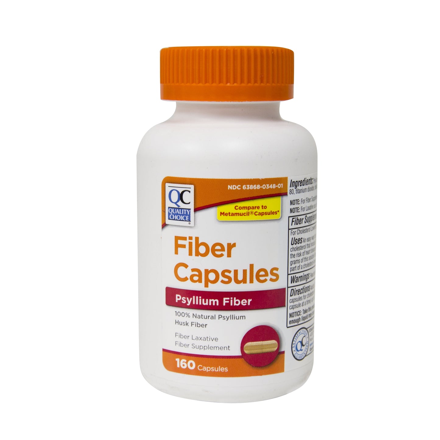 2 Pack Fiber Capsules 100% Natural Psyllium Husk 160 Each