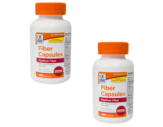 2 Pack  Fiber Capsules 100% Natural Psyllium Husk 160 Each